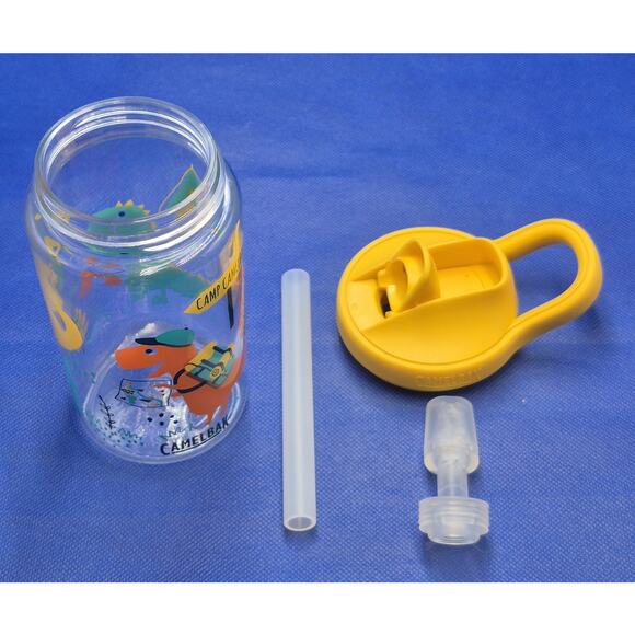 Camp CamelBak Kids BPA Free 14oz Water Bottle Dinosaurs Yellow Lid UNUSED - Picture 5 of 6